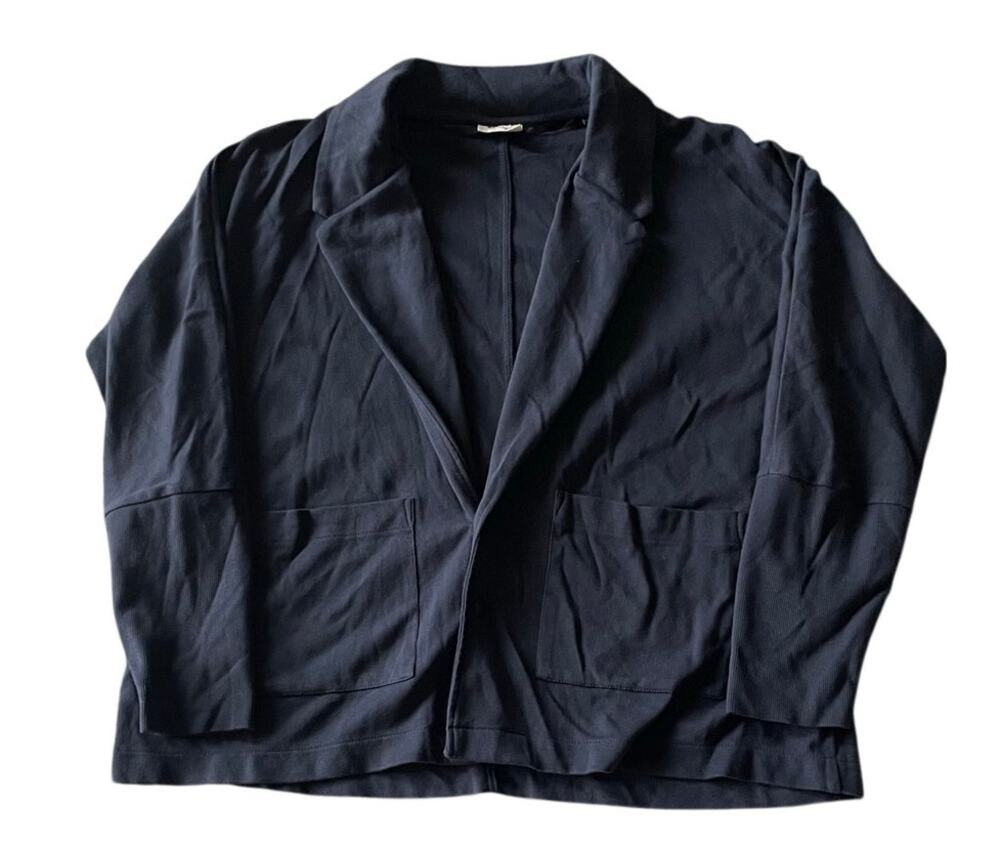 PACT Womens Large Navy Airplane Relaxed Blazar Cardigan Sustainable Cotton